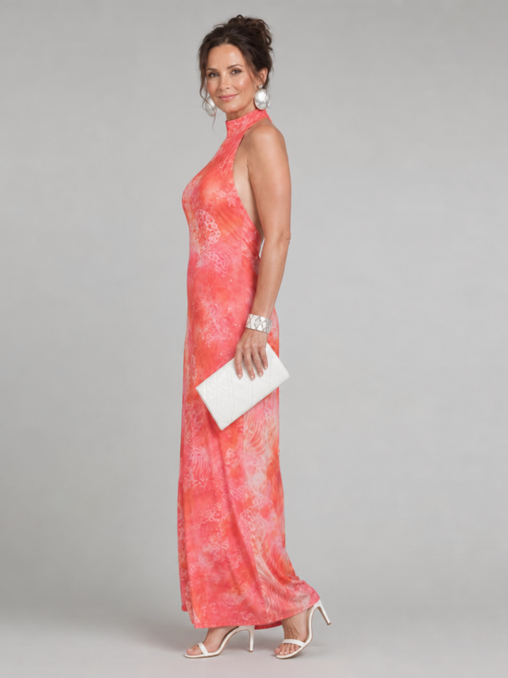 Auvelle | Robe Maxi à Imprimé et Col Halter