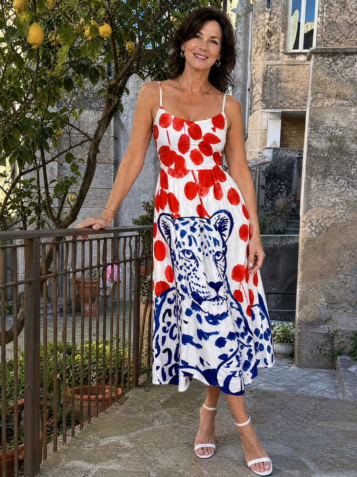 Auvelle | Robe Midi à Imprimé Léopard