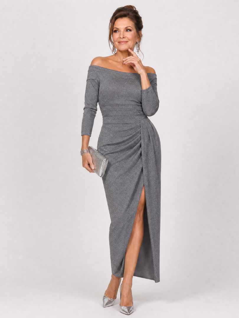 Auvelle | Robe Midi Fendue à Épaules Dénudées