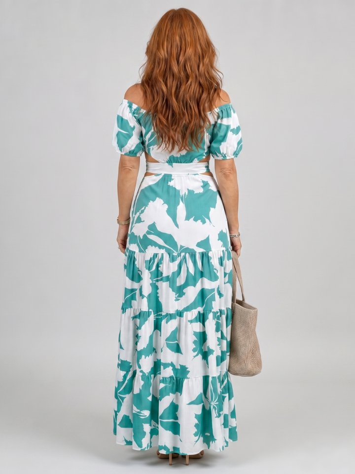 Auvelle | Robe Maxi à Épaules Dégagées avec Découpe à la Taille