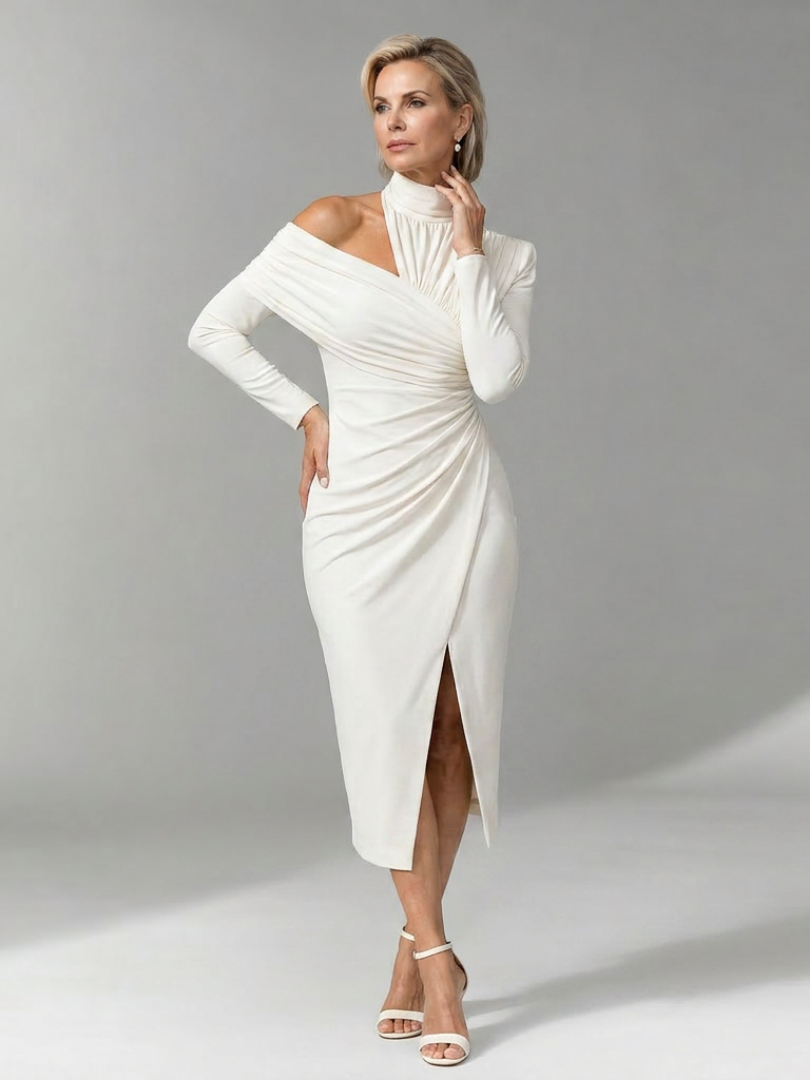 Auvelle | Robe Midi Drapée à Une Épaule
