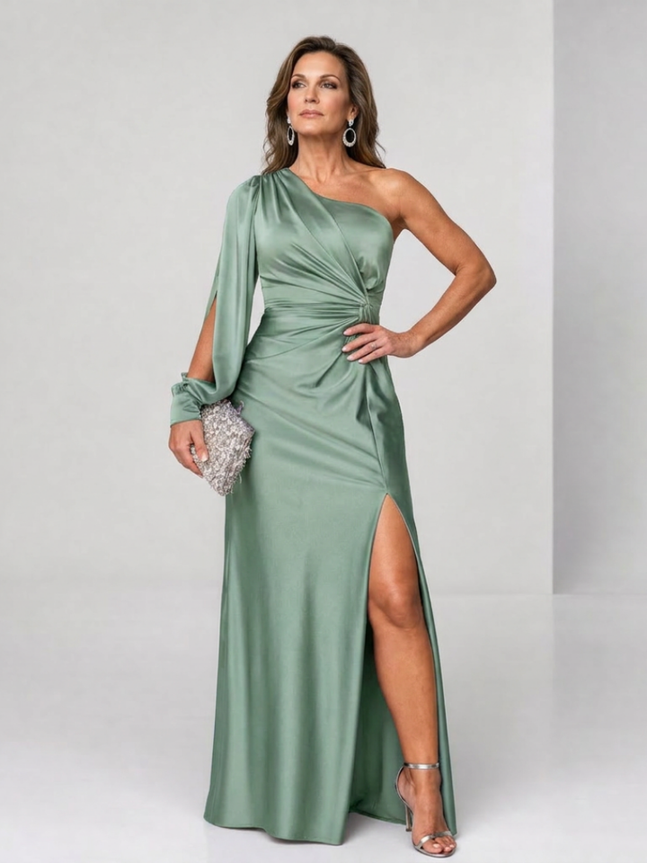Auvelle | Robe Maxi Drapée à Épaule Dénudée