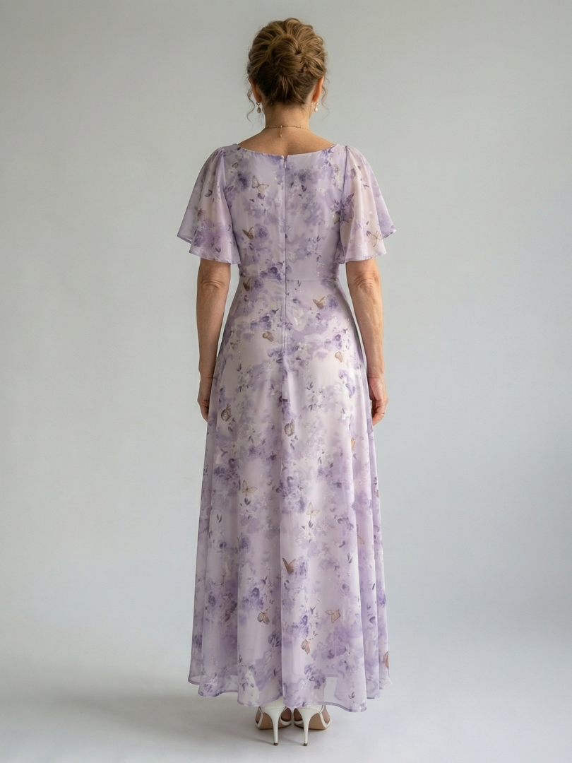 Auvelle | Robe Midi à Manches Volantes Vaelisu