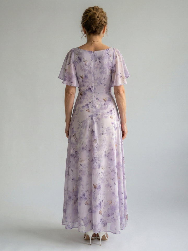 Auvelle | Robe Midi à Manches Volantes Vaelisu