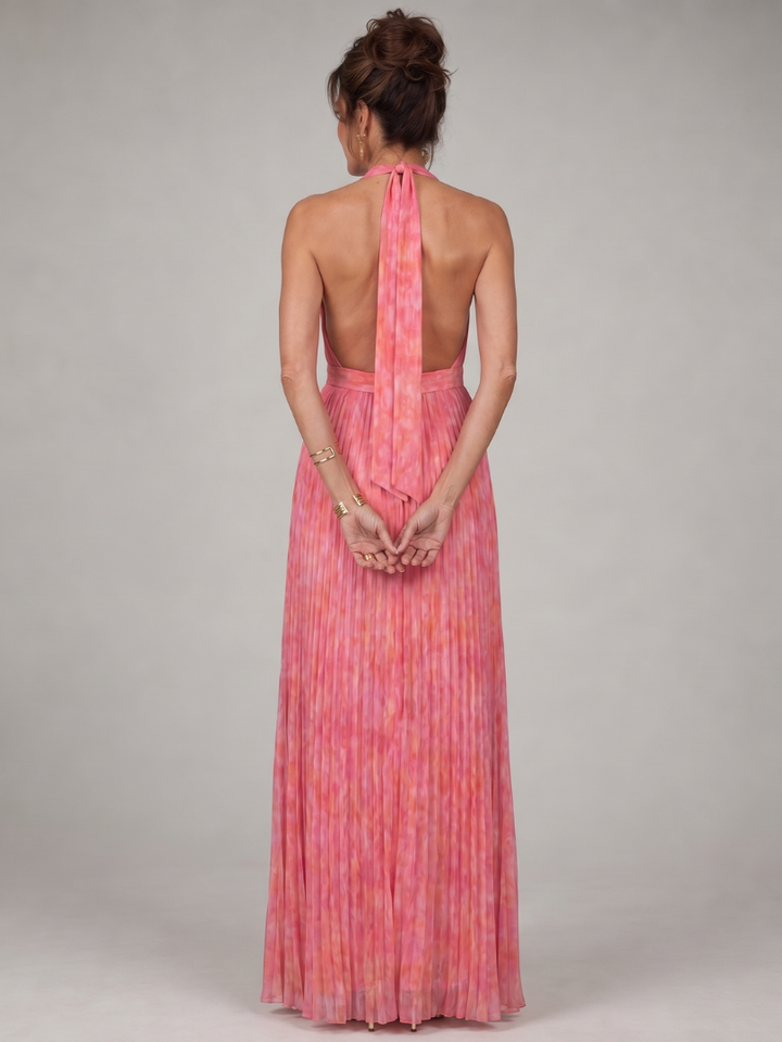 Auvelle | Robe Maxi à Encolure Halter et Plissée