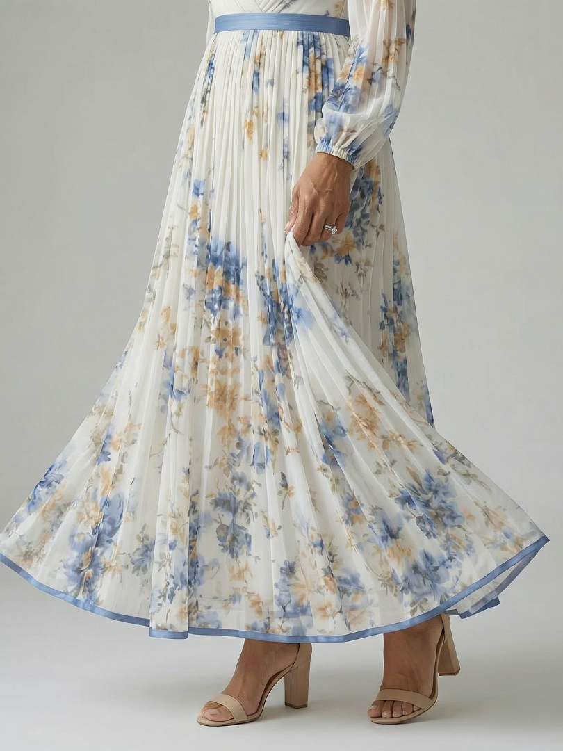Auvelle | Robe Midi Plissée à Enveloppe Rielle