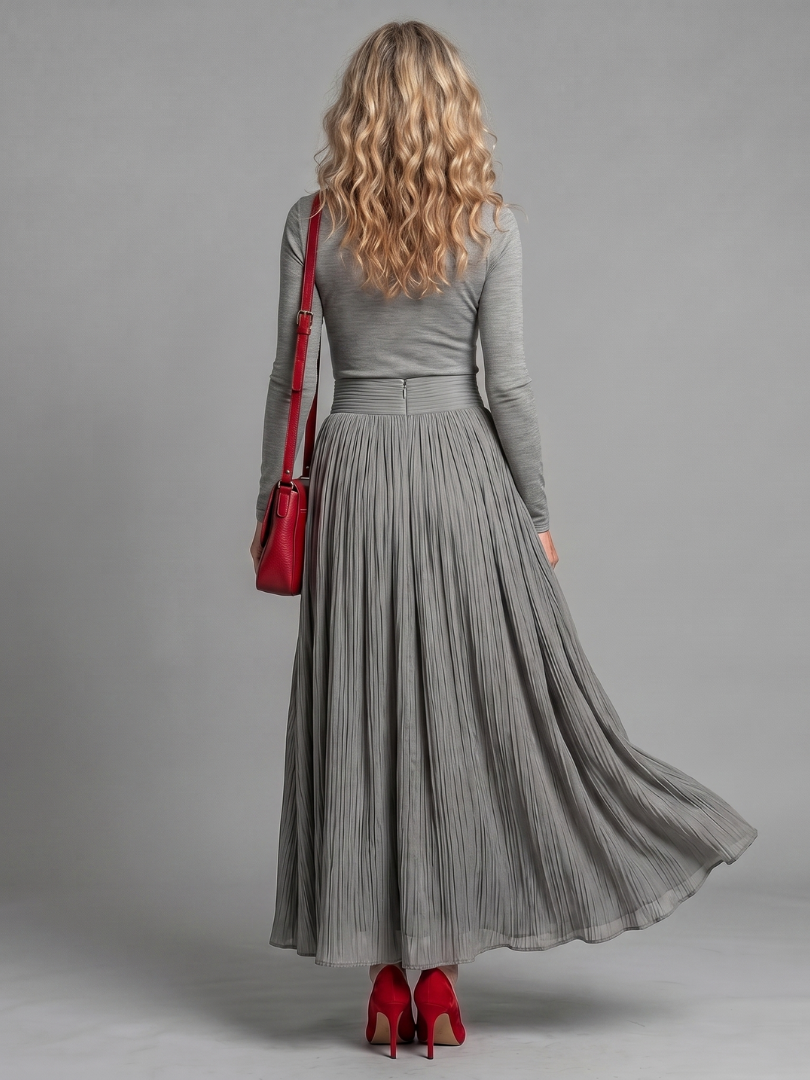 Auvelle | Robe Midi à Col Roulé à Manches Longues et Taille Définie