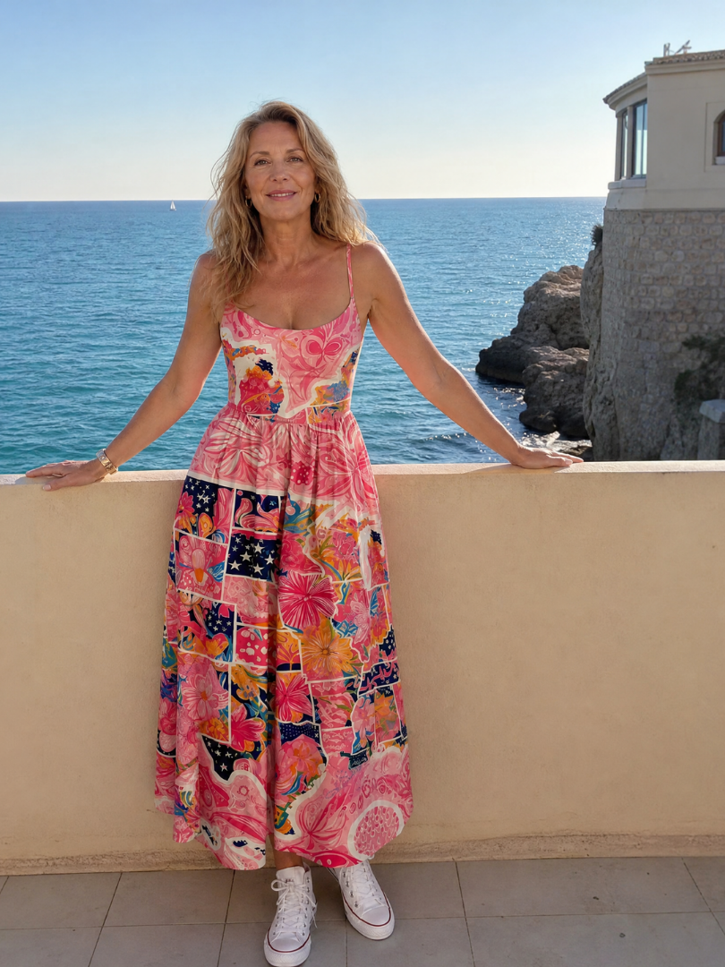 Auvelle | Robe Midi Imprimé Floral Patchwork