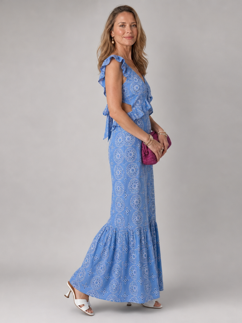 Auvelle | Robe midi sans manches avec volants