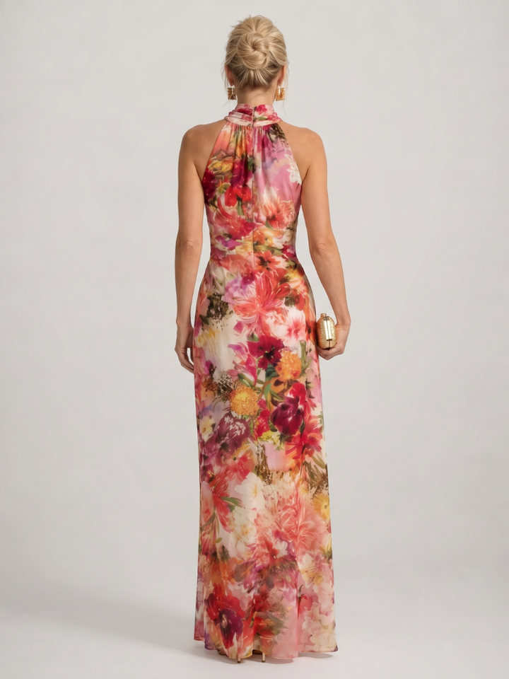 Auvelle | Robe Maxi à Imprimé Floral avec Col Halter