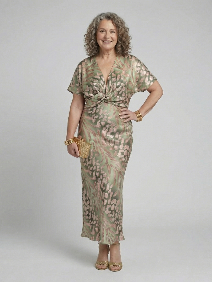Auvelle | Robe Midi à Imprimé Abstrait Coralie