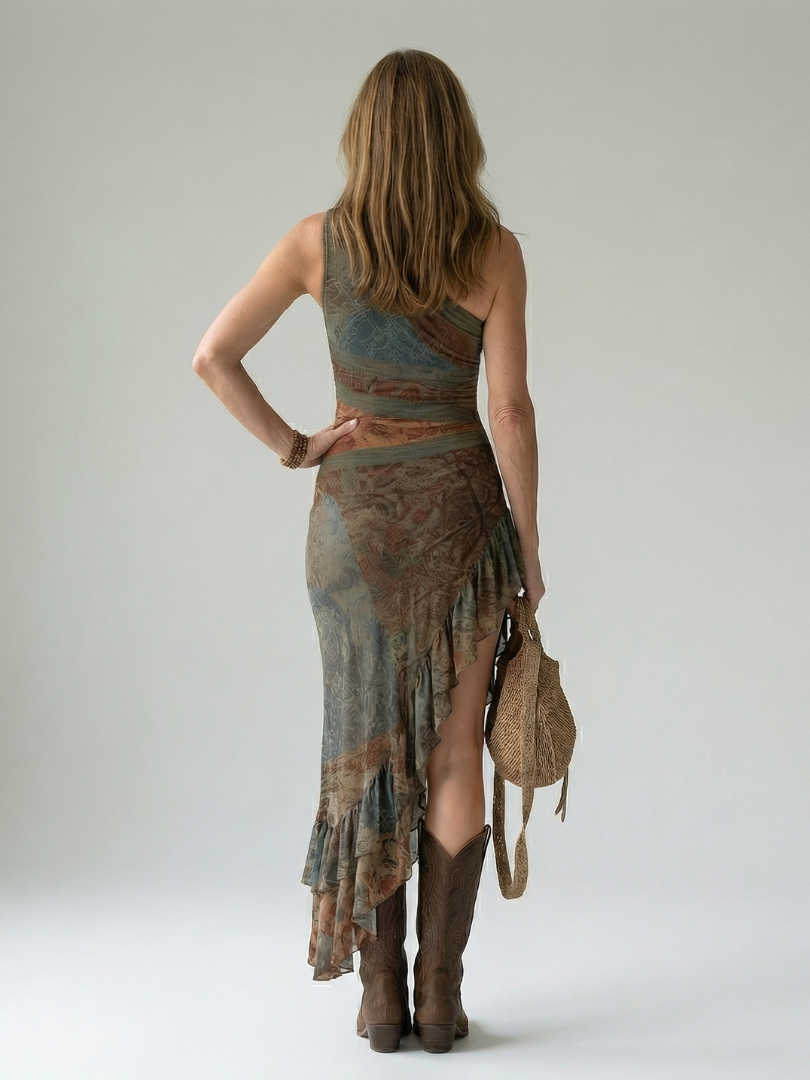 Auvelle | Robe Midi Drapée Silencieuse Zalia