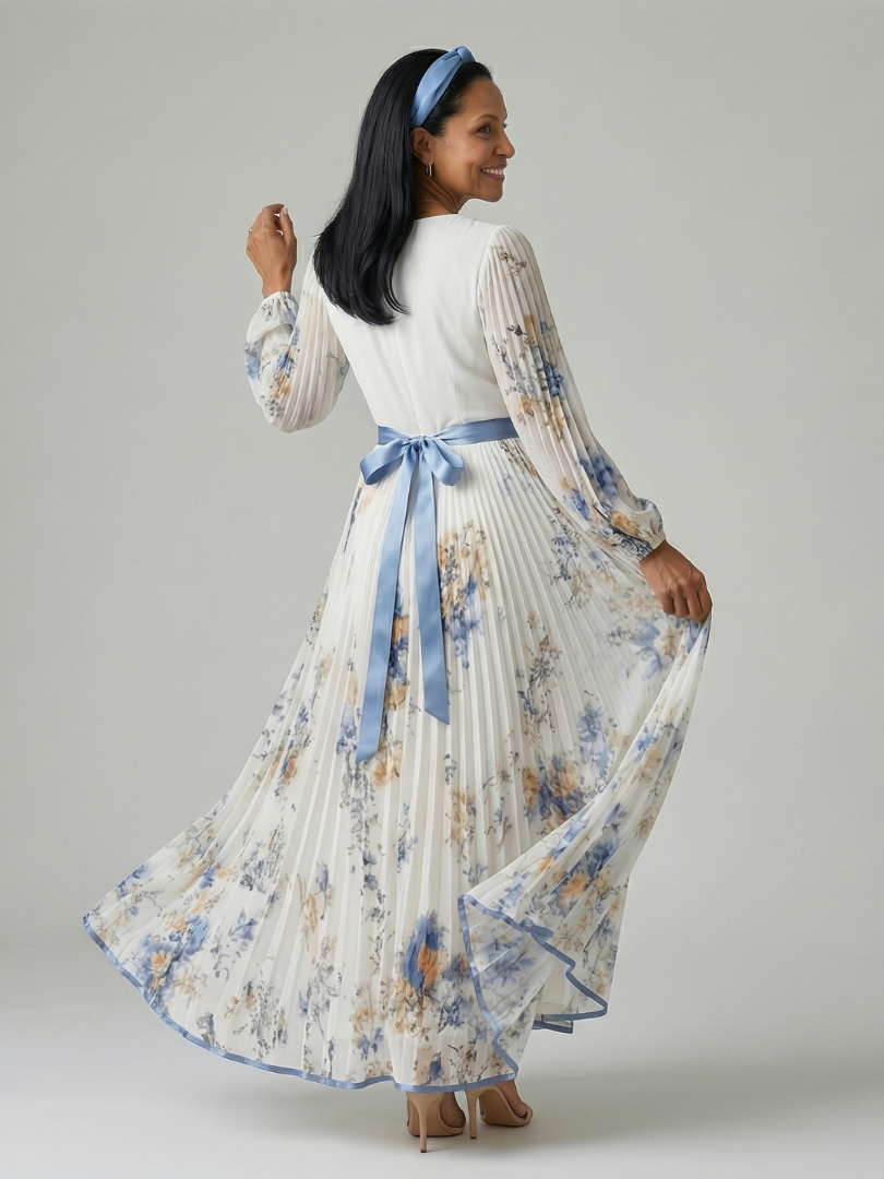 Auvelle | Robe Midi Plissée à Enveloppe Rielle
