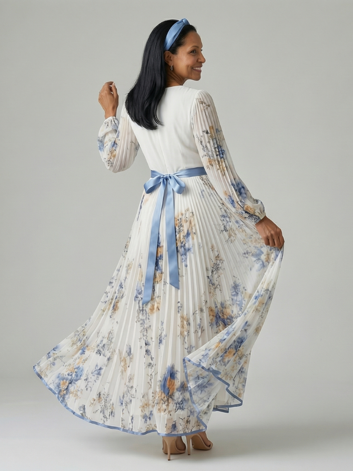 Auvelle | Robe Midi Plissée à Enveloppe Rielle