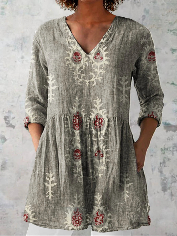 Elise | Blouse longue avec décolleté en V