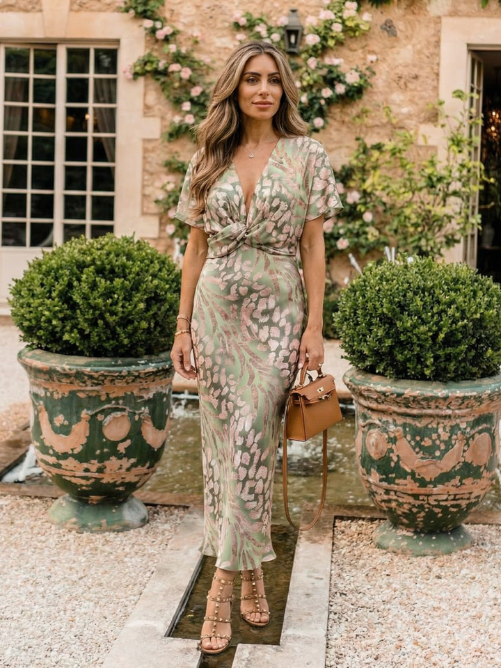 Auvelle | Robe Midi à Imprimé Abstrait Coralie