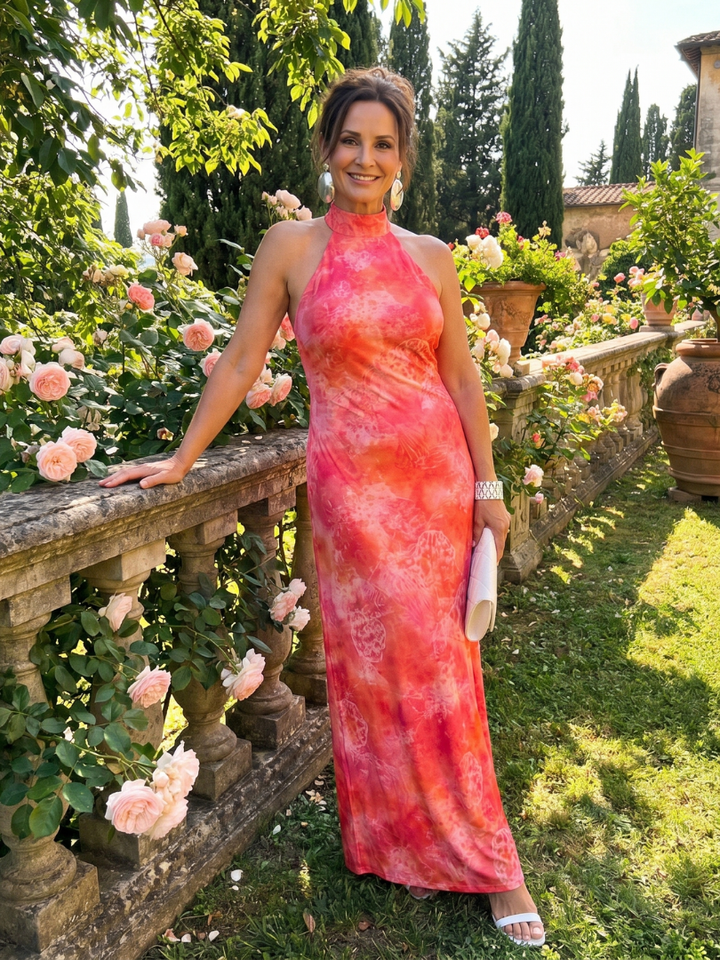 Auvelle | Robe Maxi à Imprimé et Col Halter
