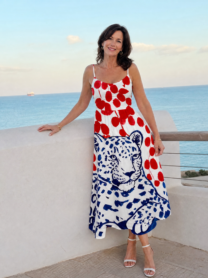 Auvelle | Robe Midi à Imprimé Léopard