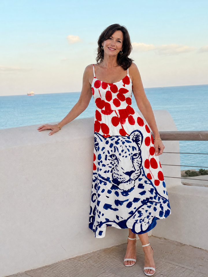 Auvelle | Robe Midi à Imprimé Léopard