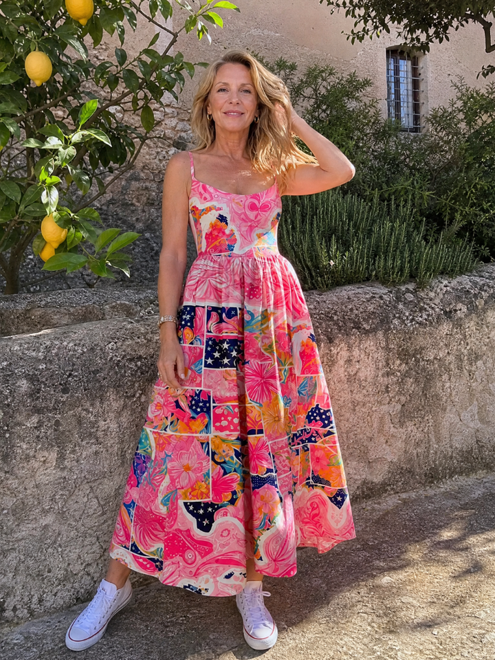 Auvelle | Robe Midi Imprimé Floral Patchwork