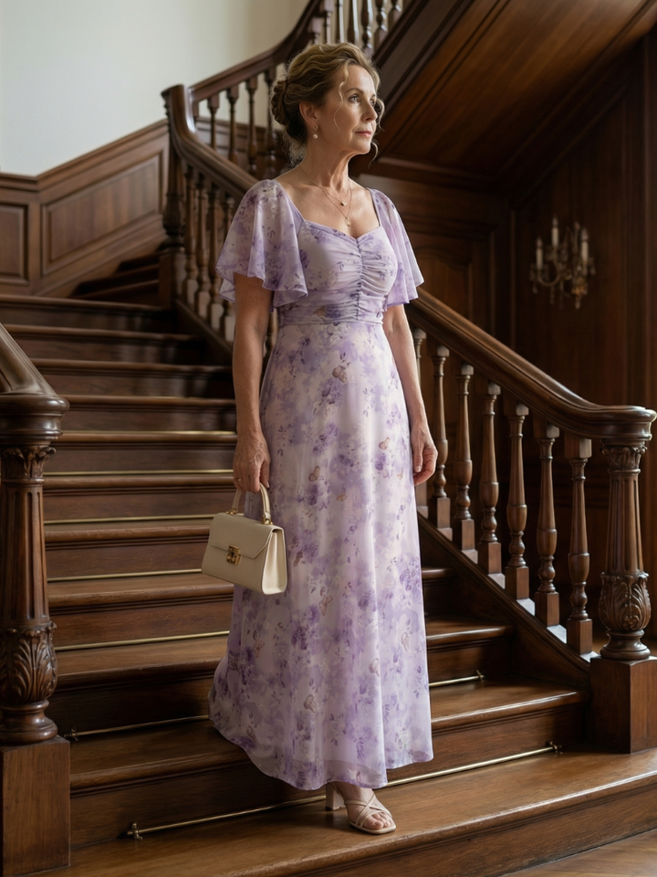 Auvelle | Robe Midi à Manches Volantes Vaelisu