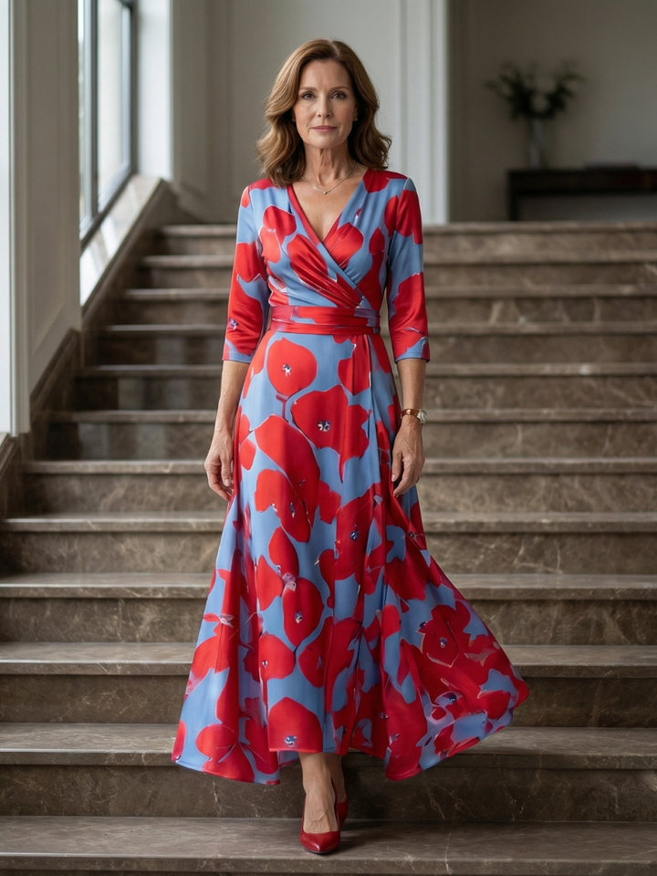 Auvelle | Robe Midi Croisée à Col Celine