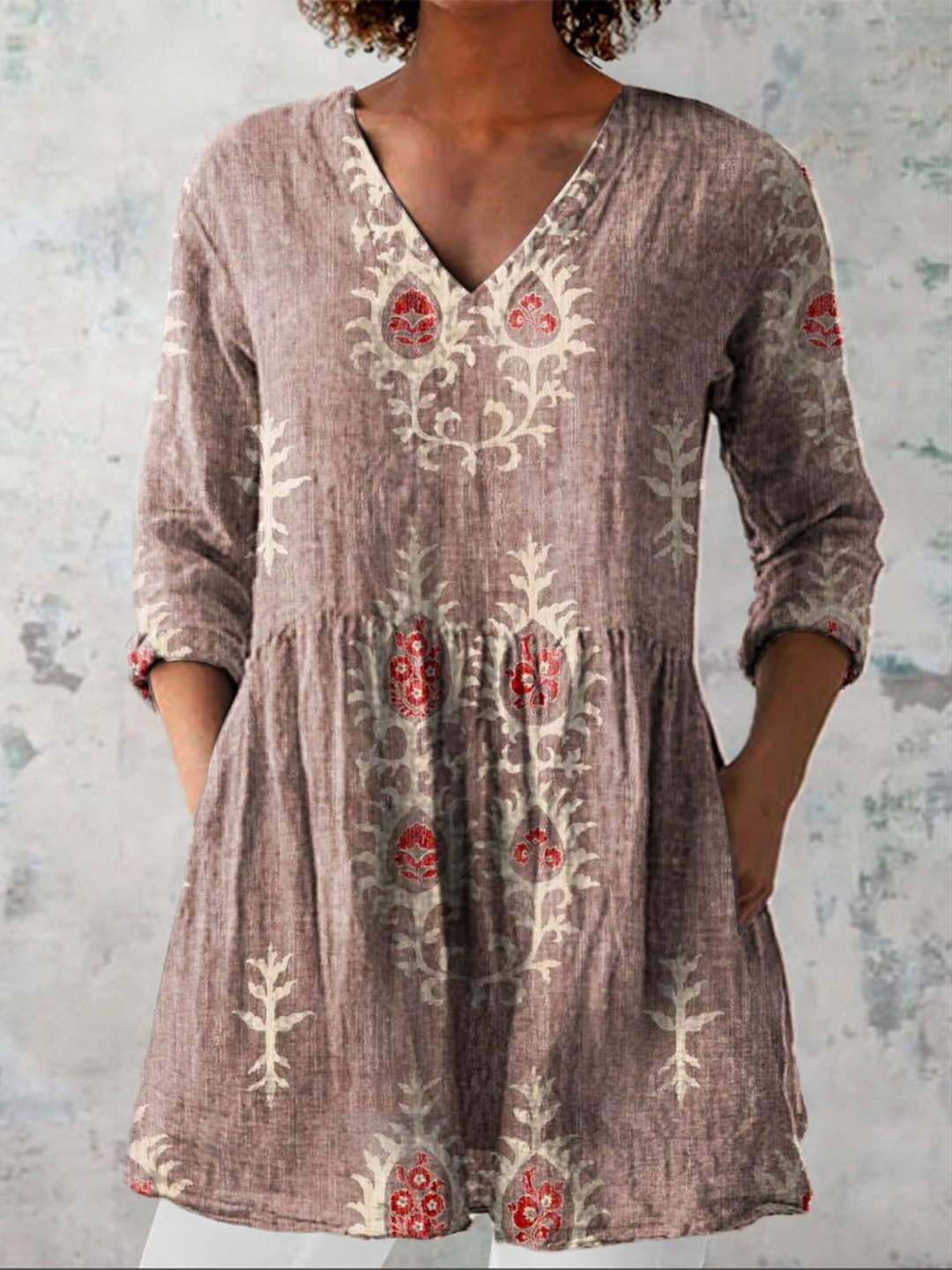 Elise | Blouse longue avec décolleté en V