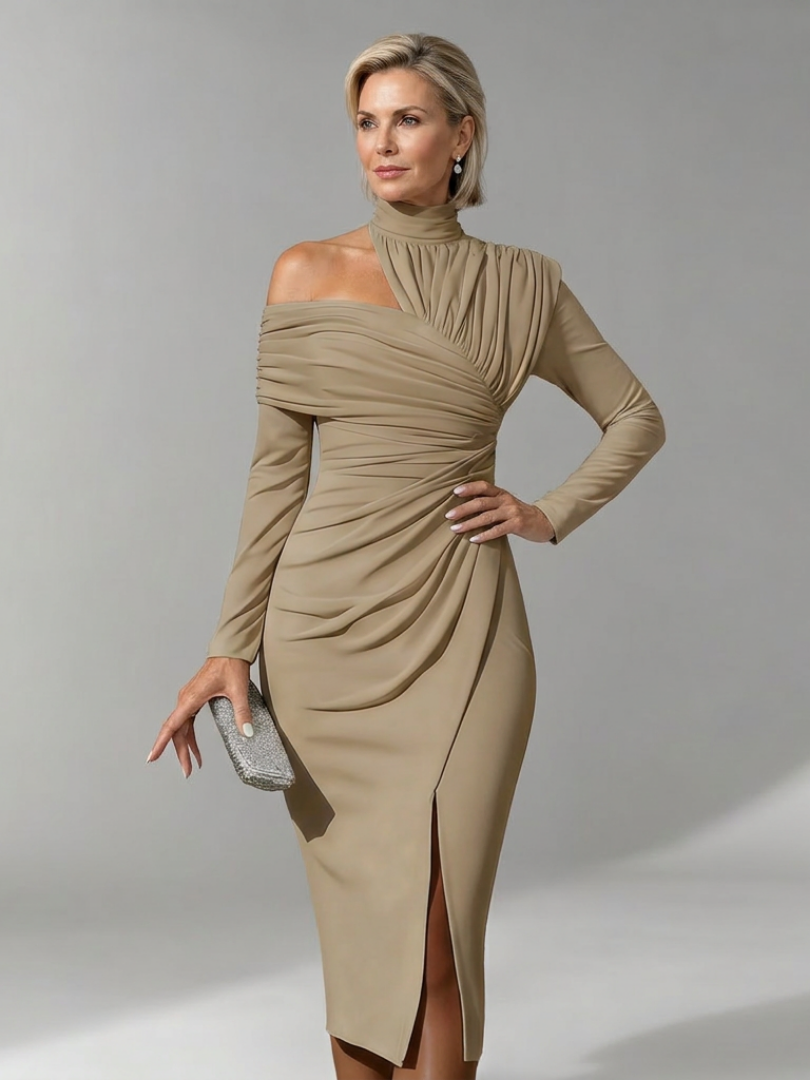 Auvelle | Robe Midi Drapée à Une Épaule