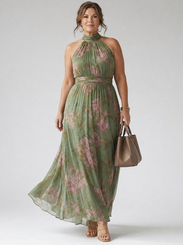 Auvelle | Robe Midi à Dos Nu Froncée
