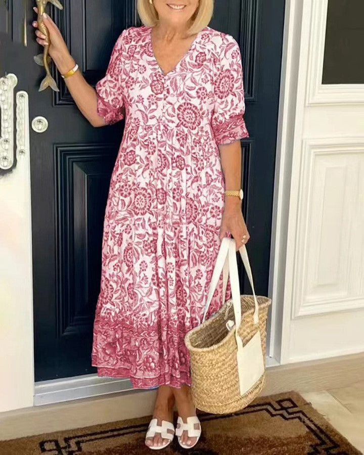 Rocío | Robe maxi florale élégante avec décolleté en V