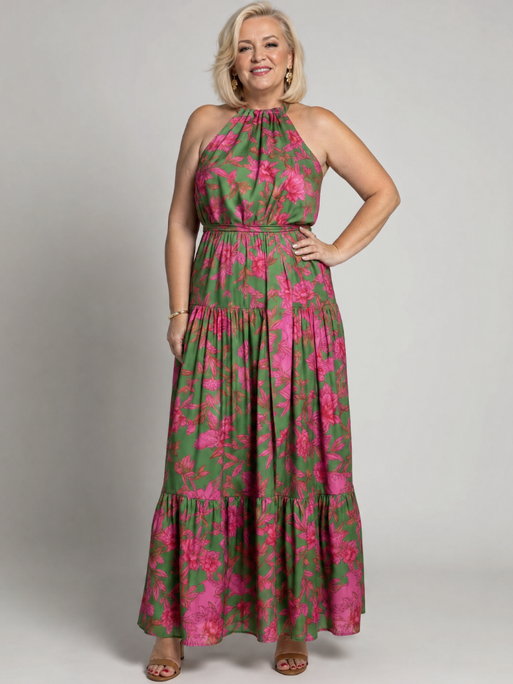 Auvelle | Robe Midi Drapée à Col Halter