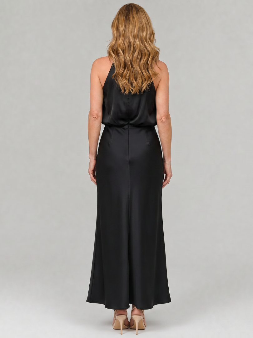 Auvelle | Robe Midi Sans Manches à Col Drapé
