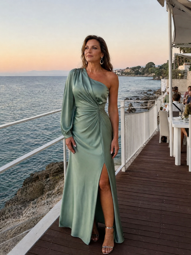 Auvelle | Robe Maxi Drapée à Épaule Dénudée