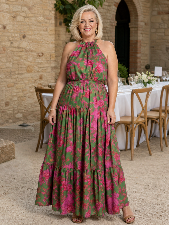 Auvelle | Robe Midi Drapée à Col Halter