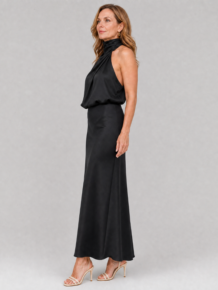 Auvelle | Robe Midi Sans Manches à Col Drapé
