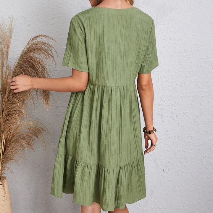 Carmen | Robe courte bohémienne à silhouette fluide avec décolleté en V