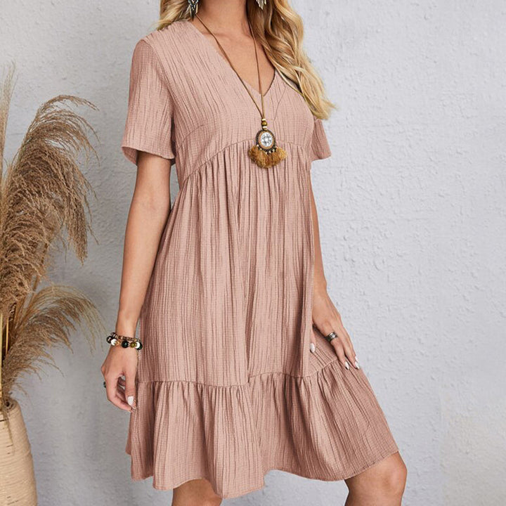 Carmen | Robe courte bohémienne à silhouette fluide avec décolleté en V