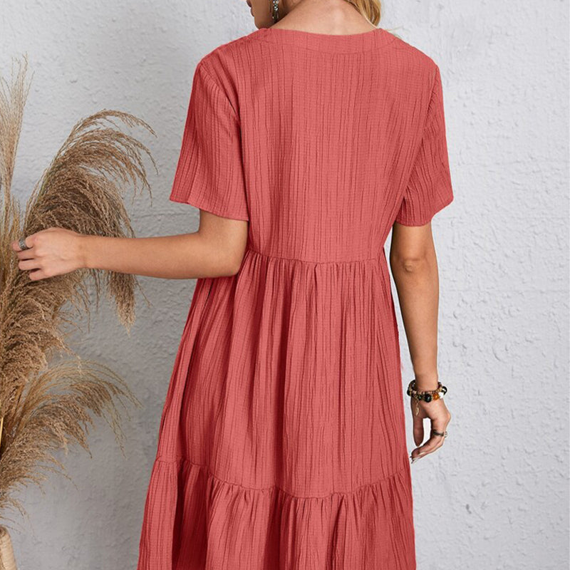 Carmen | Robe courte bohémienne à silhouette fluide avec décolleté en V