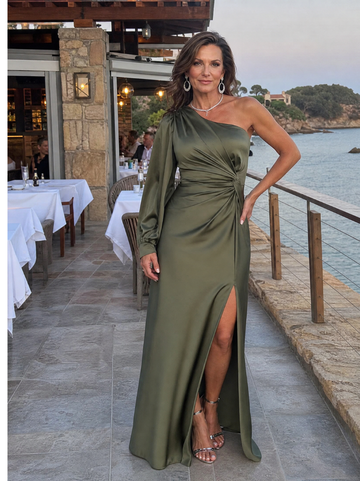 Auvelle | Robe Maxi Drapée à Épaule Dénudée
