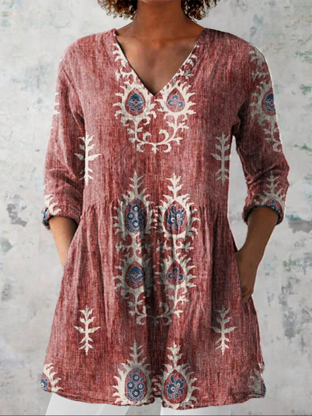 Elise | Blouse longue avec décolleté en V
