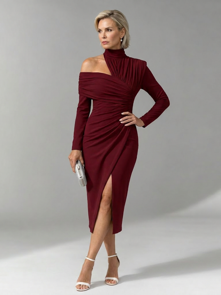 Auvelle | Robe Midi Drapée à Une Épaule