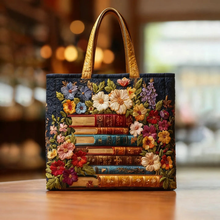 Sac artisanal – Imprimé floral et livres