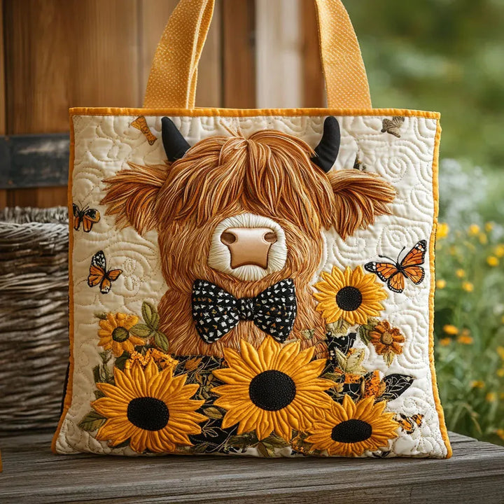 Sac matelassé - Vache des Highlands et Tournesols