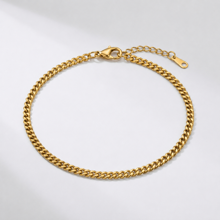 Bracelet de cheville en chaîne cubaine — Or