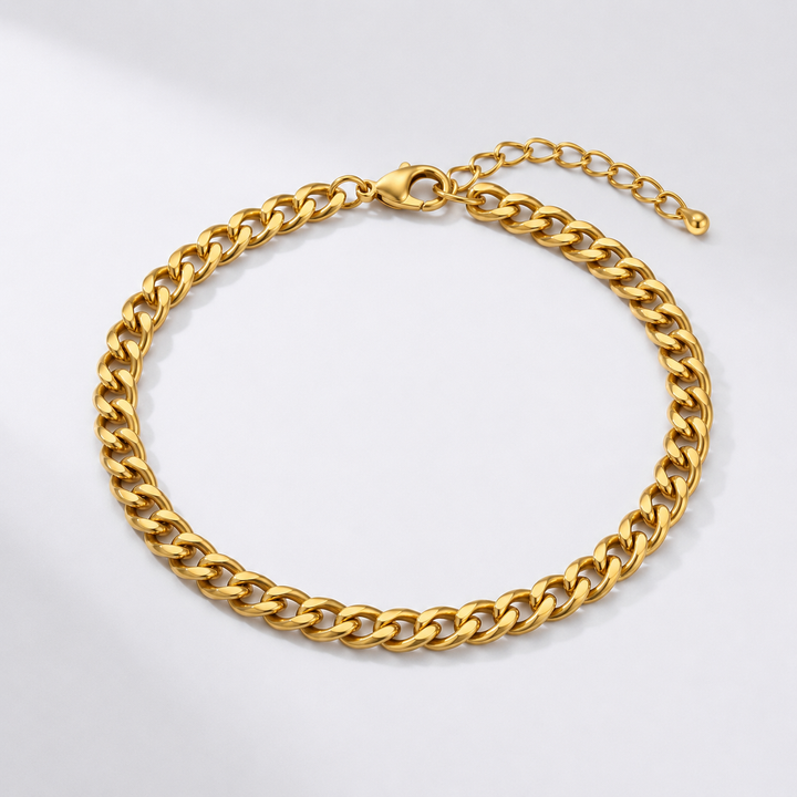 Bracelet de cheville en chaîne cubaine — Or