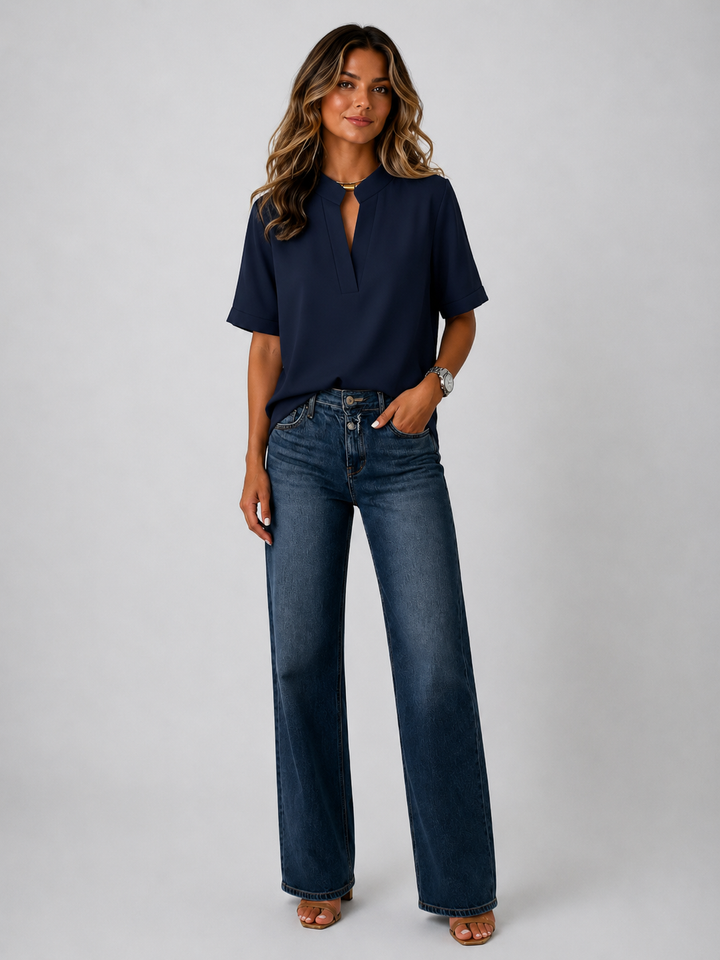 Auvelle │ Blouse Élégante à Col Raffiné