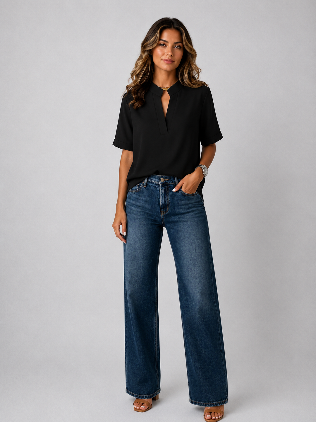 Auvelle │ Blouse Élégante à Col Raffiné