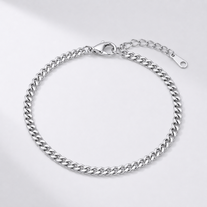 Chaîne Cubaine Cheville — Argent