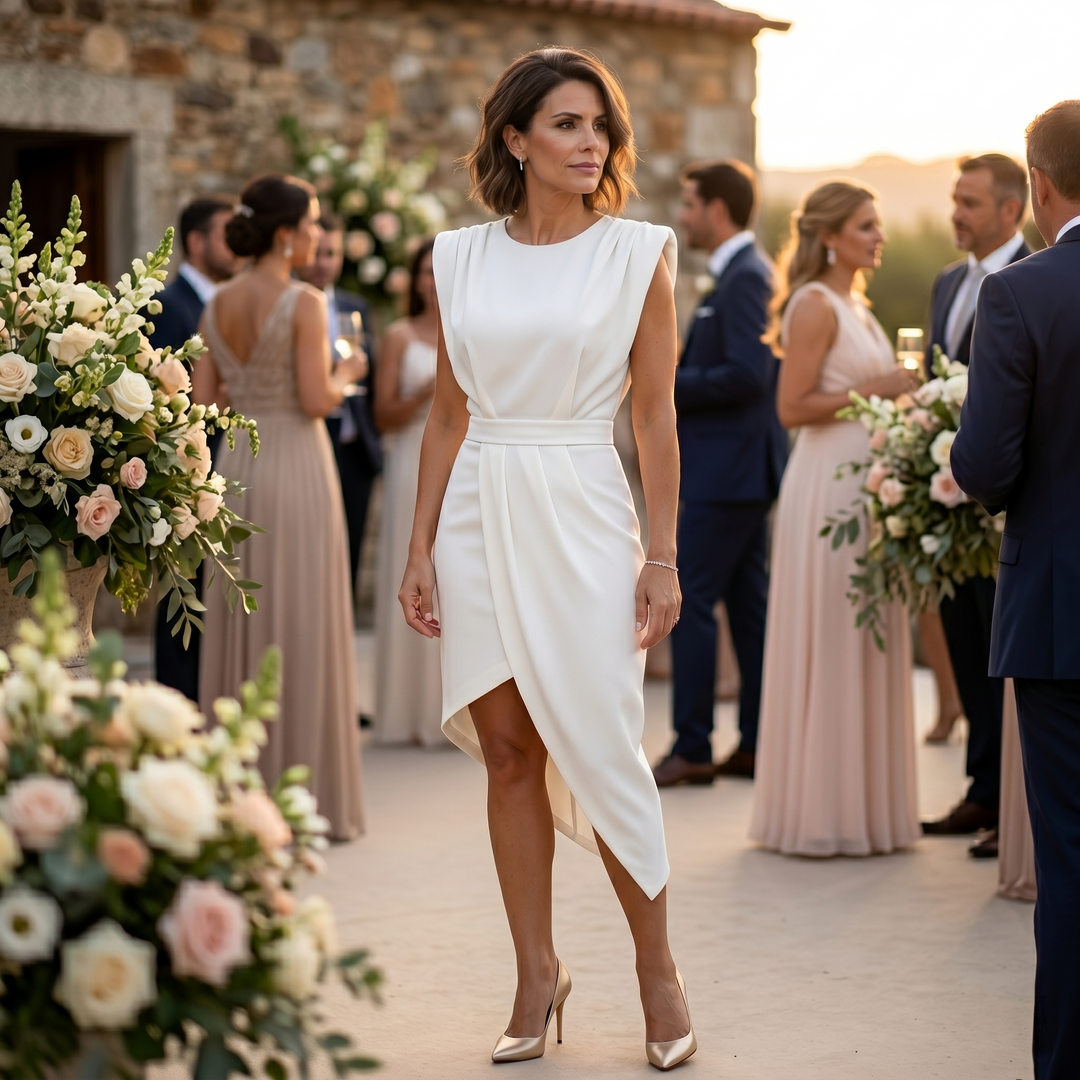 Auvelle | Robe Asymétrique aux Épaules Structurées