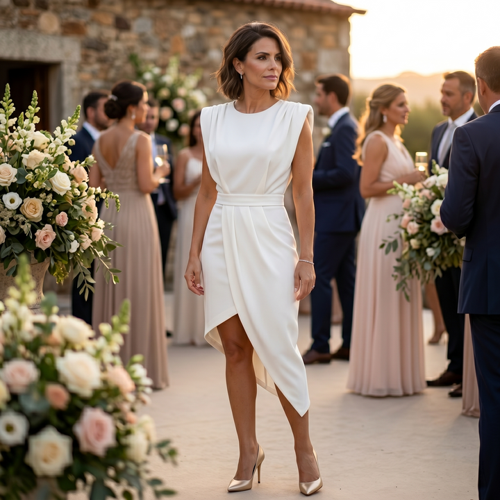 Auvelle | Robe Asymétrique aux Épaules Structurées